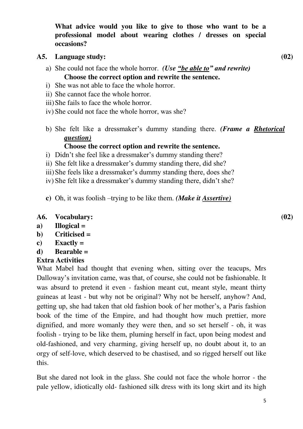 Maharashtra Board Class 12 English - First Language (Medium ENGLISH) 2023 Question Bank - Page 5