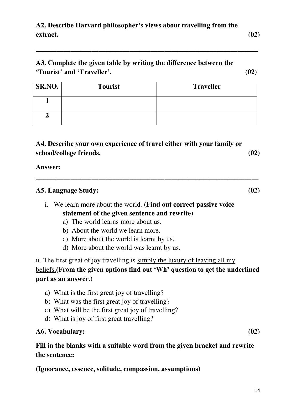 Maharashtra Board Class 12 English - First Language (Medium ENGLISH) 2023 Question Bank - Page 14