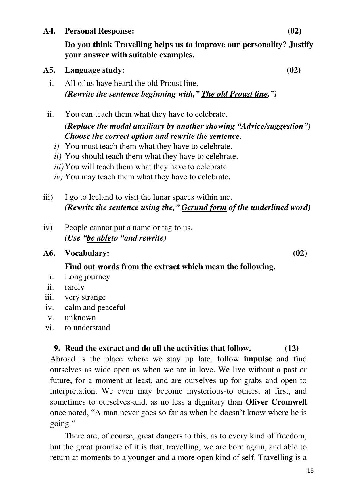 Maharashtra Board Class 12 English - First Language (Medium ENGLISH) 2023 Question Bank - Page 18