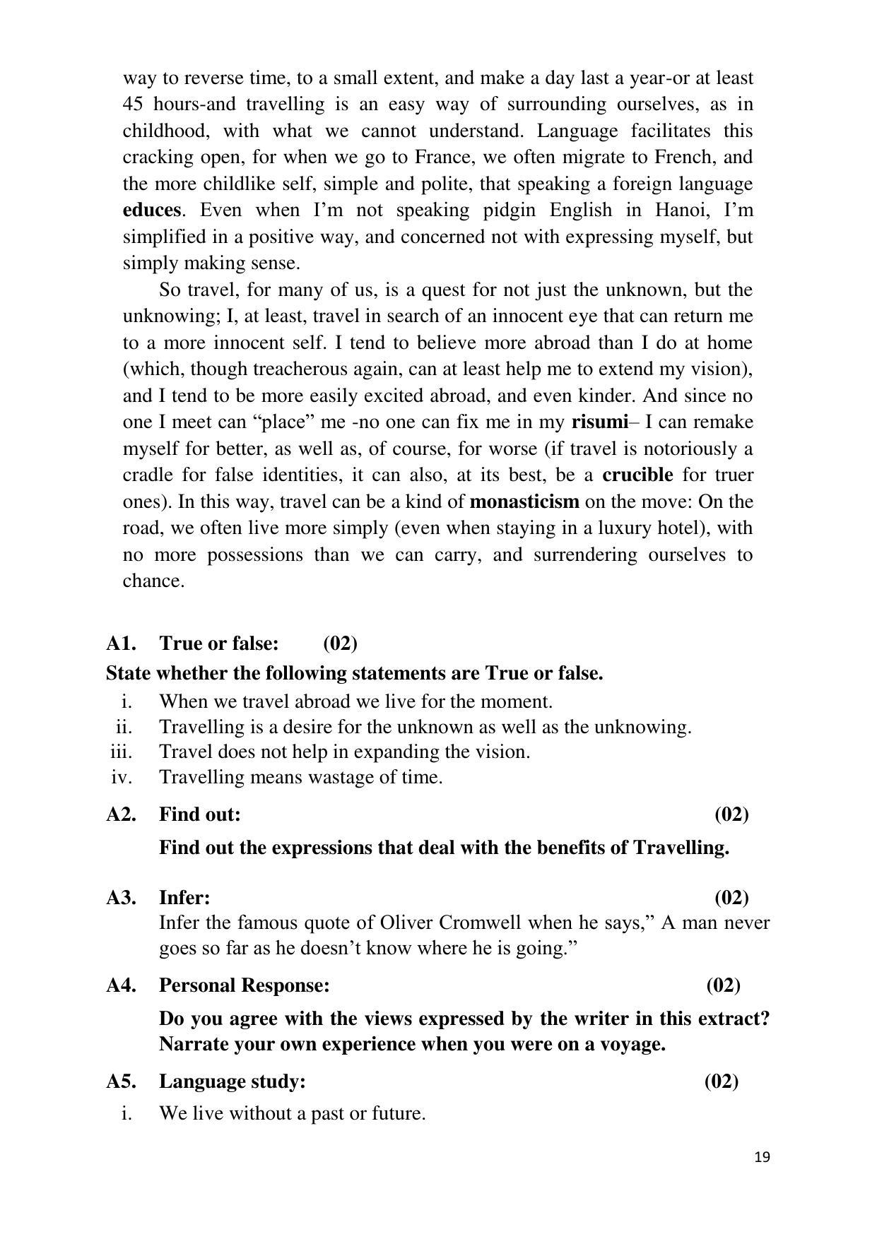 Maharashtra Board Class 12 English - First Language (Medium ENGLISH) 2023 Question Bank - Page 19