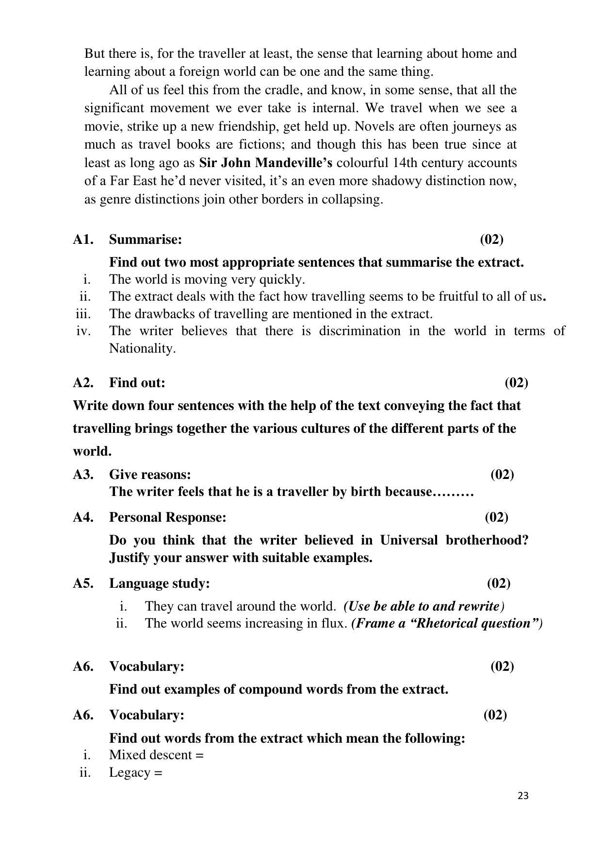 Maharashtra Board Class 12 English - First Language (Medium ENGLISH) 2023 Question Bank - Page 23