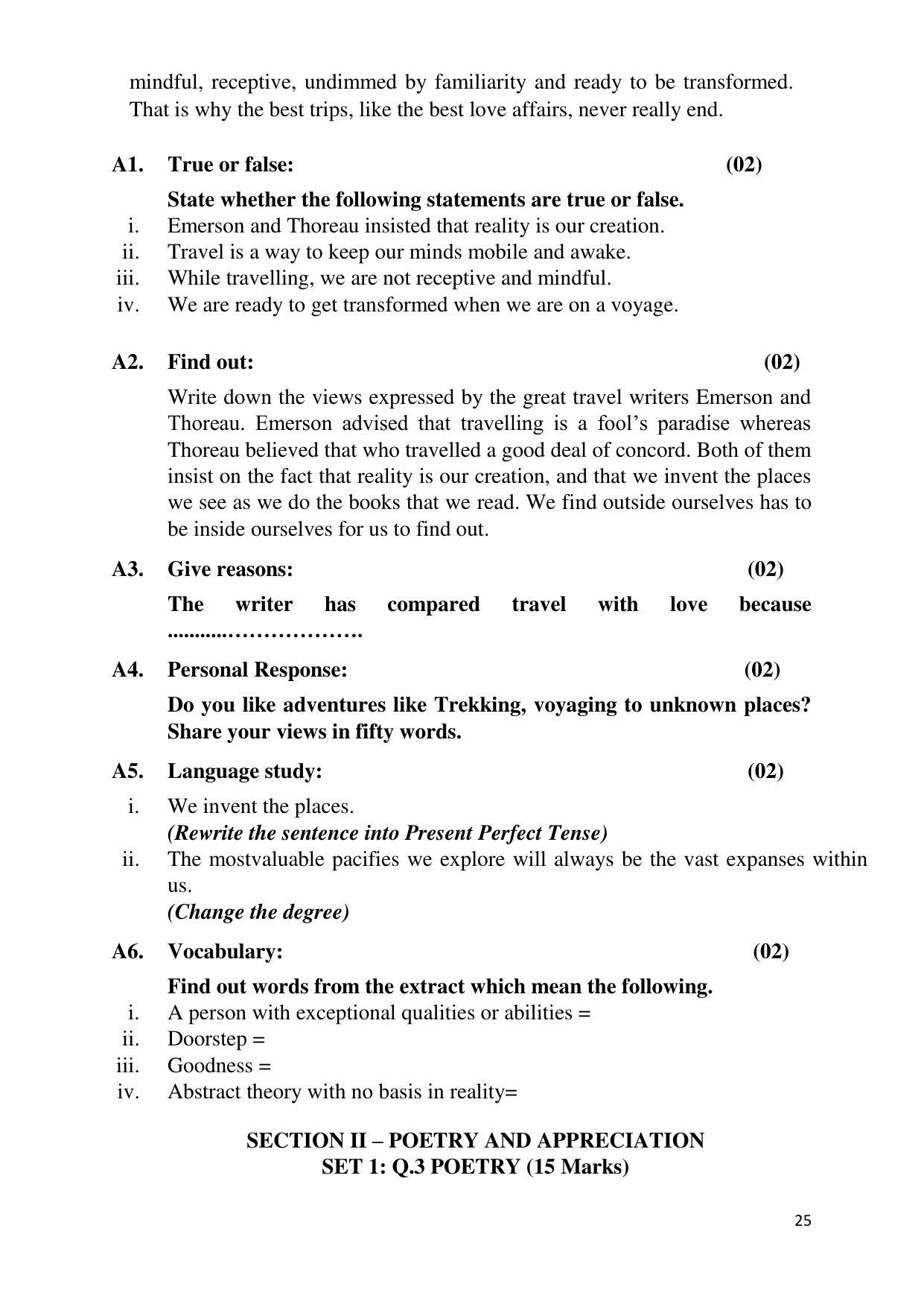 Maharashtra Board Class 12 English - First Language (Medium ENGLISH) 2023 Question Bank - Page 25