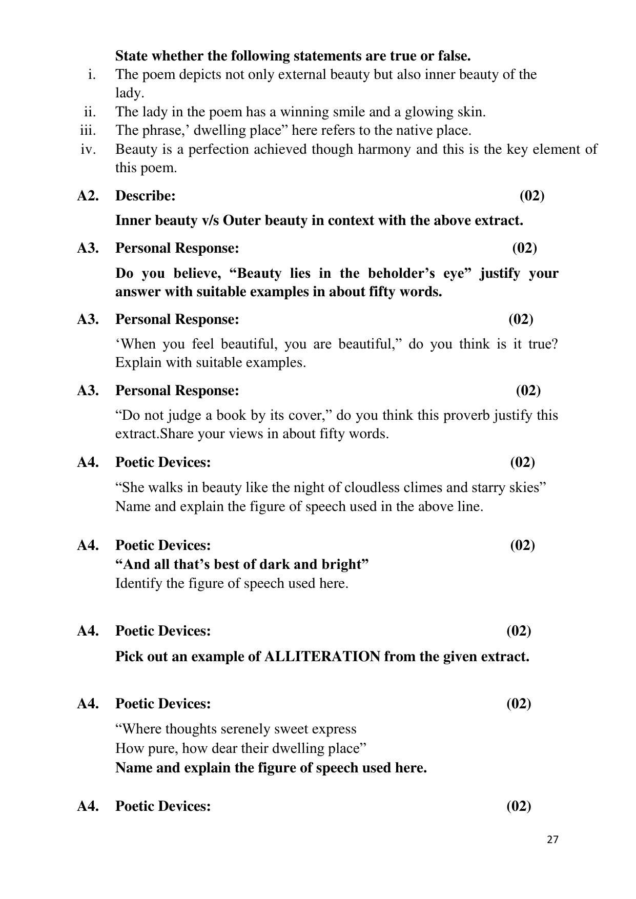 Maharashtra Board Class 12 English - First Language (Medium ENGLISH) 2023 Question Bank - Page 27