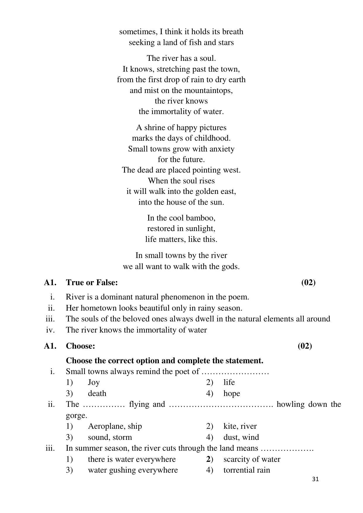 Maharashtra Board Class 12 English - First Language (Medium ENGLISH) 2023 Question Bank - Page 31