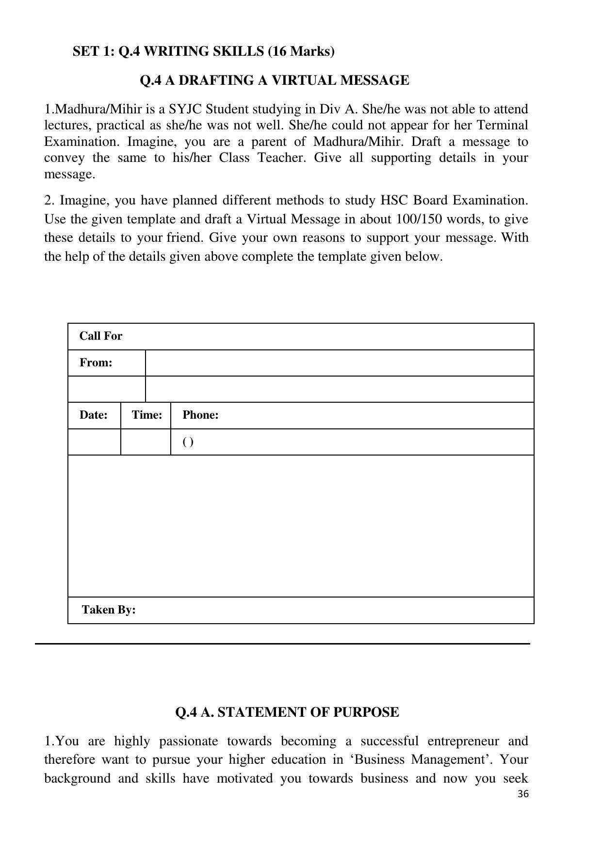 Maharashtra Board Class 12 English - First Language (Medium ENGLISH) 2023 Question Bank - Page 36