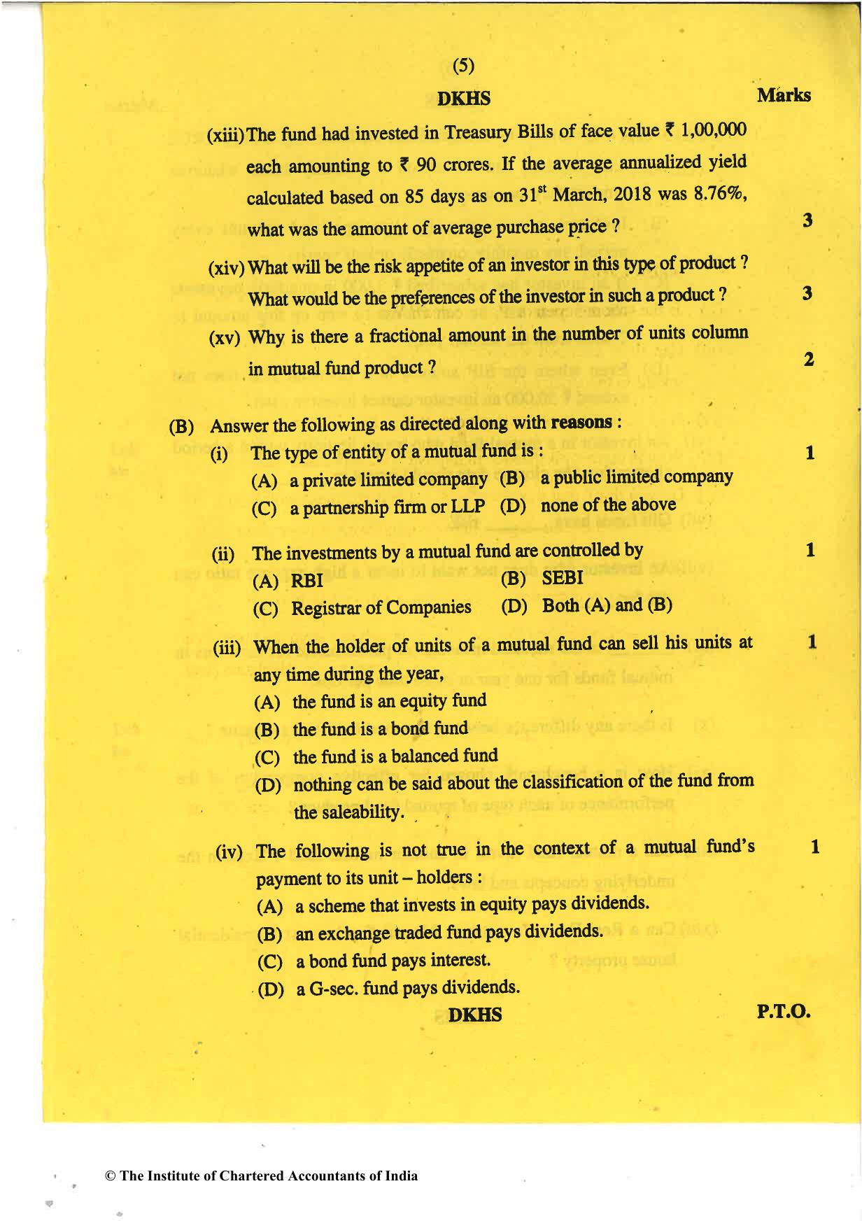 CA Final May 2018 Question Paper - Paper 6B – Financial Services and Capital Markets - Page 5