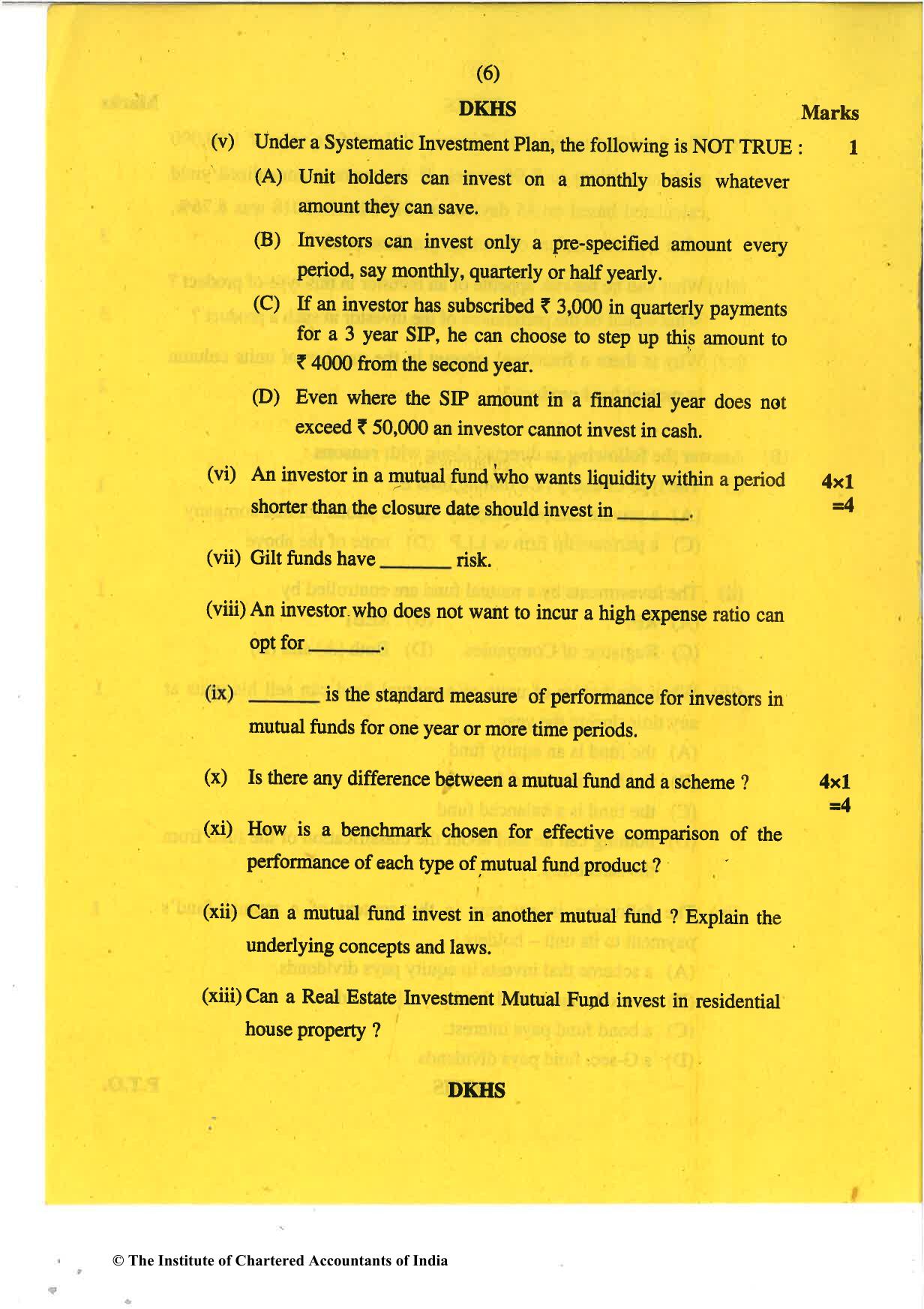 CA Final May 2018 Question Paper - Paper 6B – Financial Services and Capital Markets - Page 6