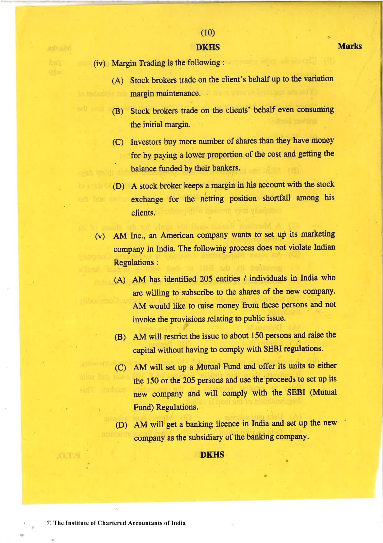 CA Final May 2018 Question Paper - Paper 6B – Financial Services and Capital Markets - Page 10