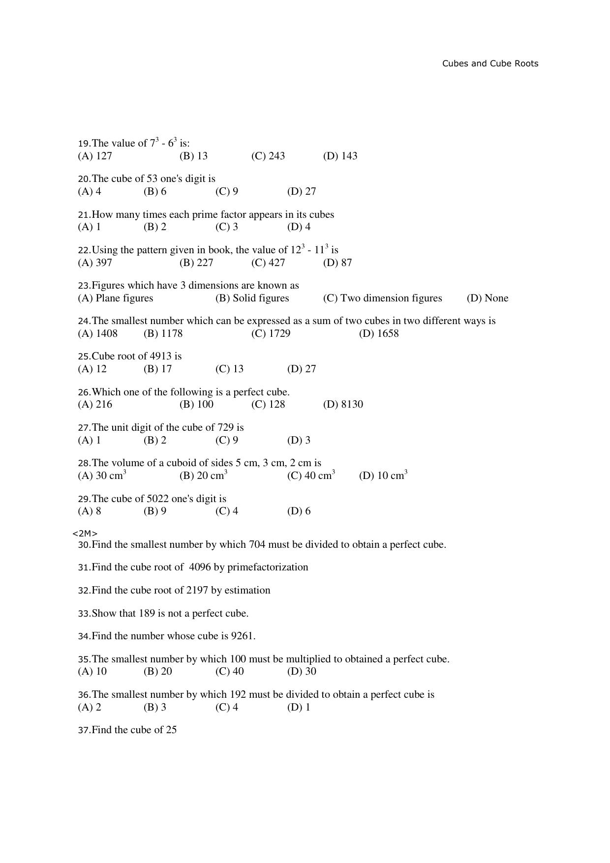 CBSE Worksheets for Class 8 Mathematics Cubes and Cube Roots Assignment 2 - Page 2