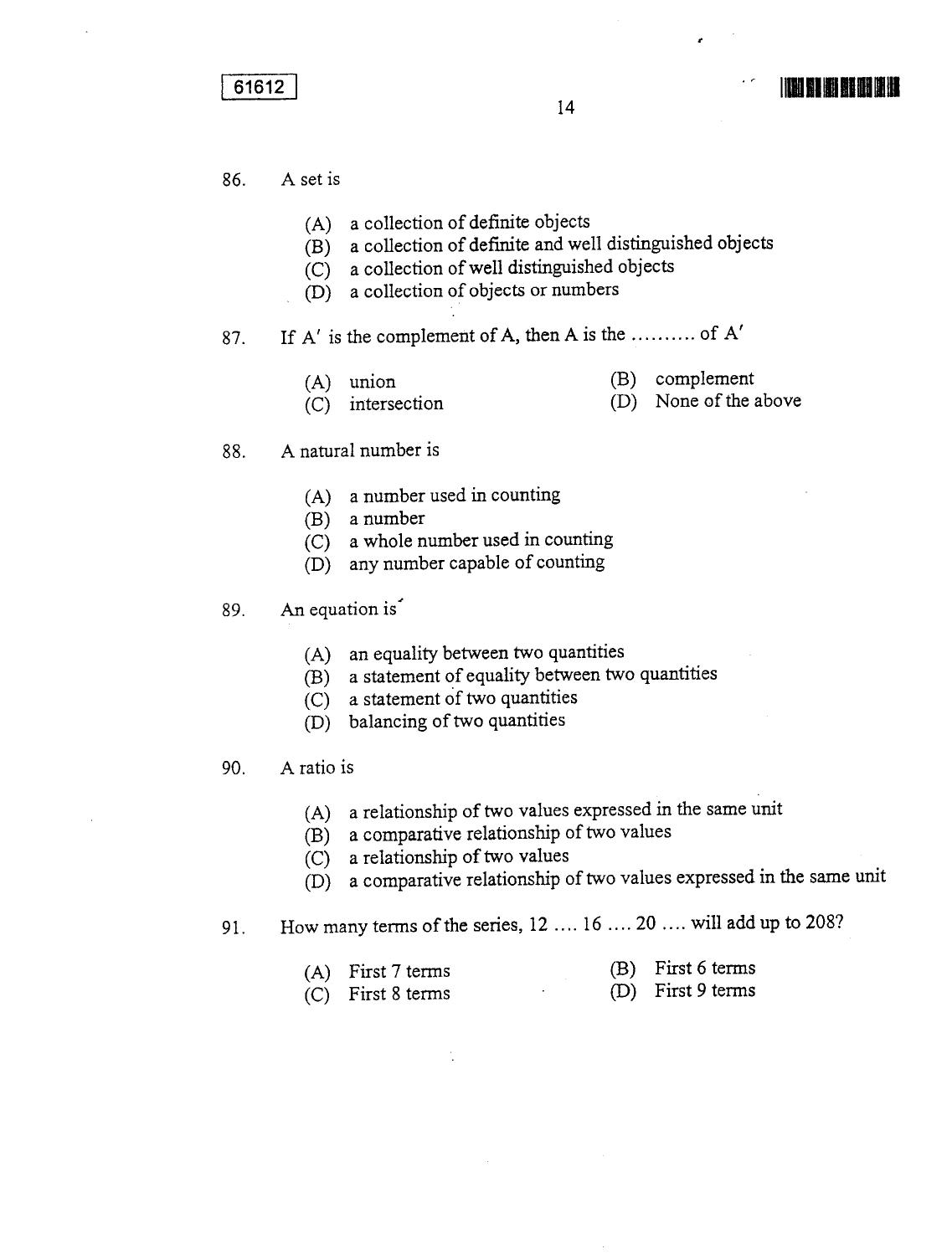 CUSAT CAT 2012 MA Applied Economics Question Paper - Page 14