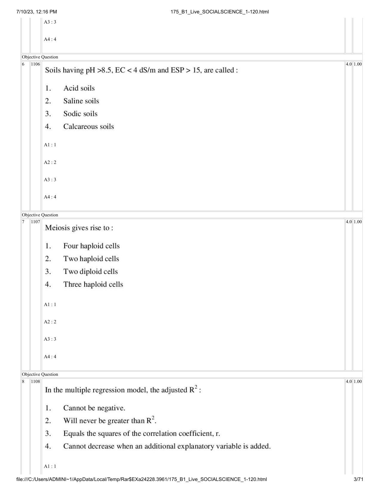 ICAR AIEEA PG 2023 SOCIAL SCIENCES Question Paper - Page 3