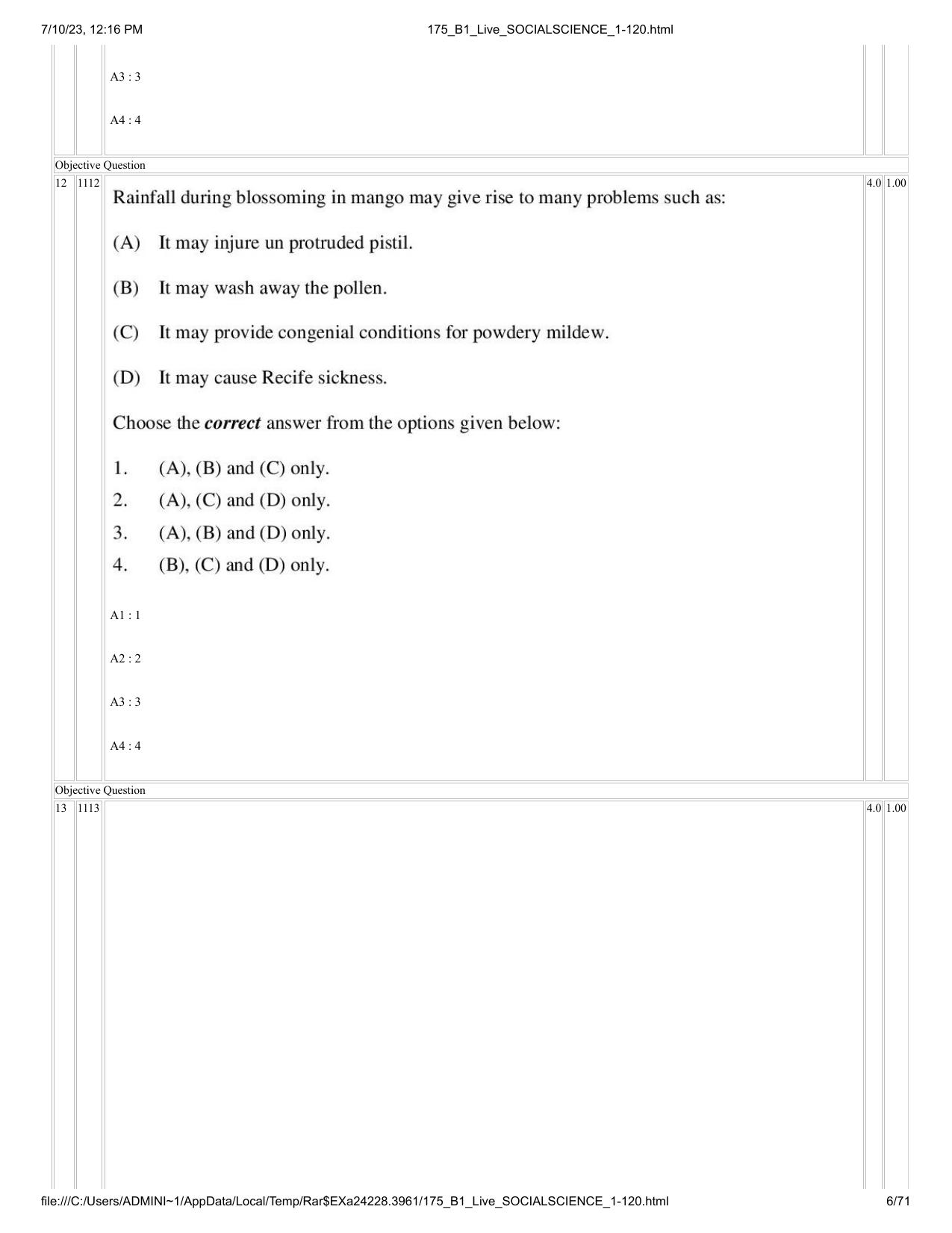 ICAR AIEEA PG 2023 SOCIAL SCIENCES Question Paper - Page 6