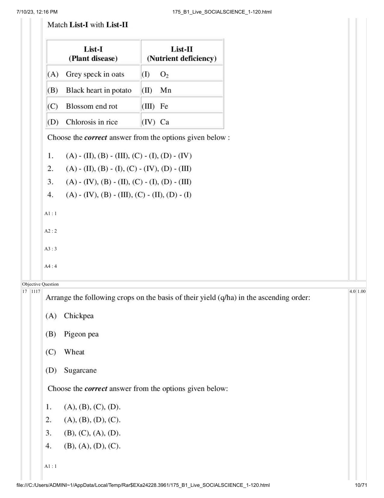 ICAR AIEEA PG 2023 SOCIAL SCIENCES Question Paper - Page 10