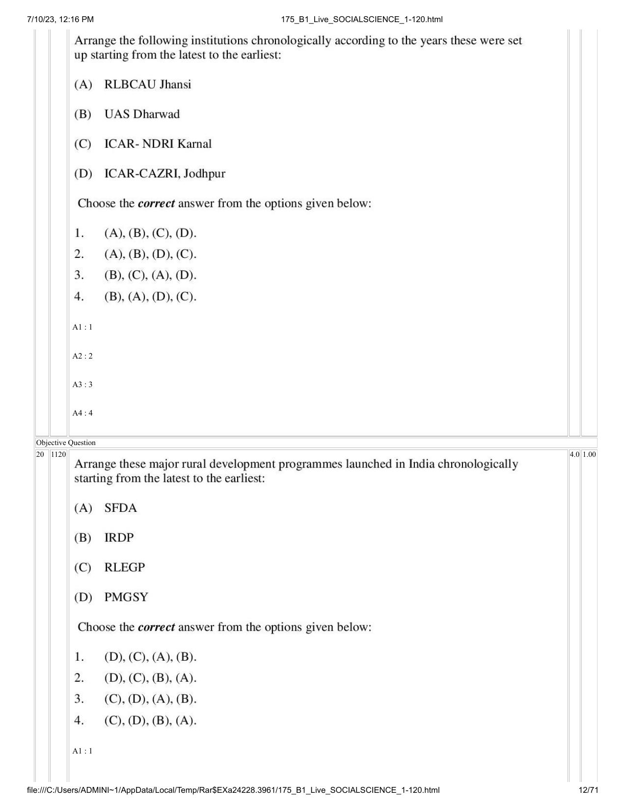 ICAR AIEEA PG 2023 SOCIAL SCIENCES Question Paper - Page 12