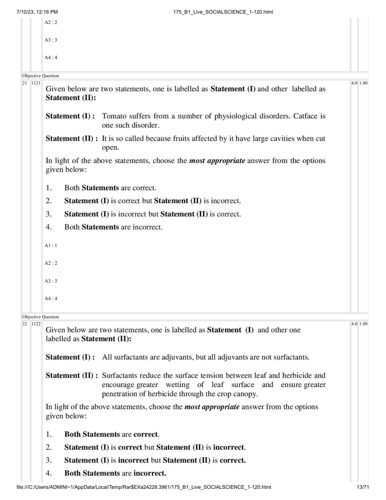 ICAR AIEEA PG 2023 SOCIAL SCIENCES Question Paper - Page 13