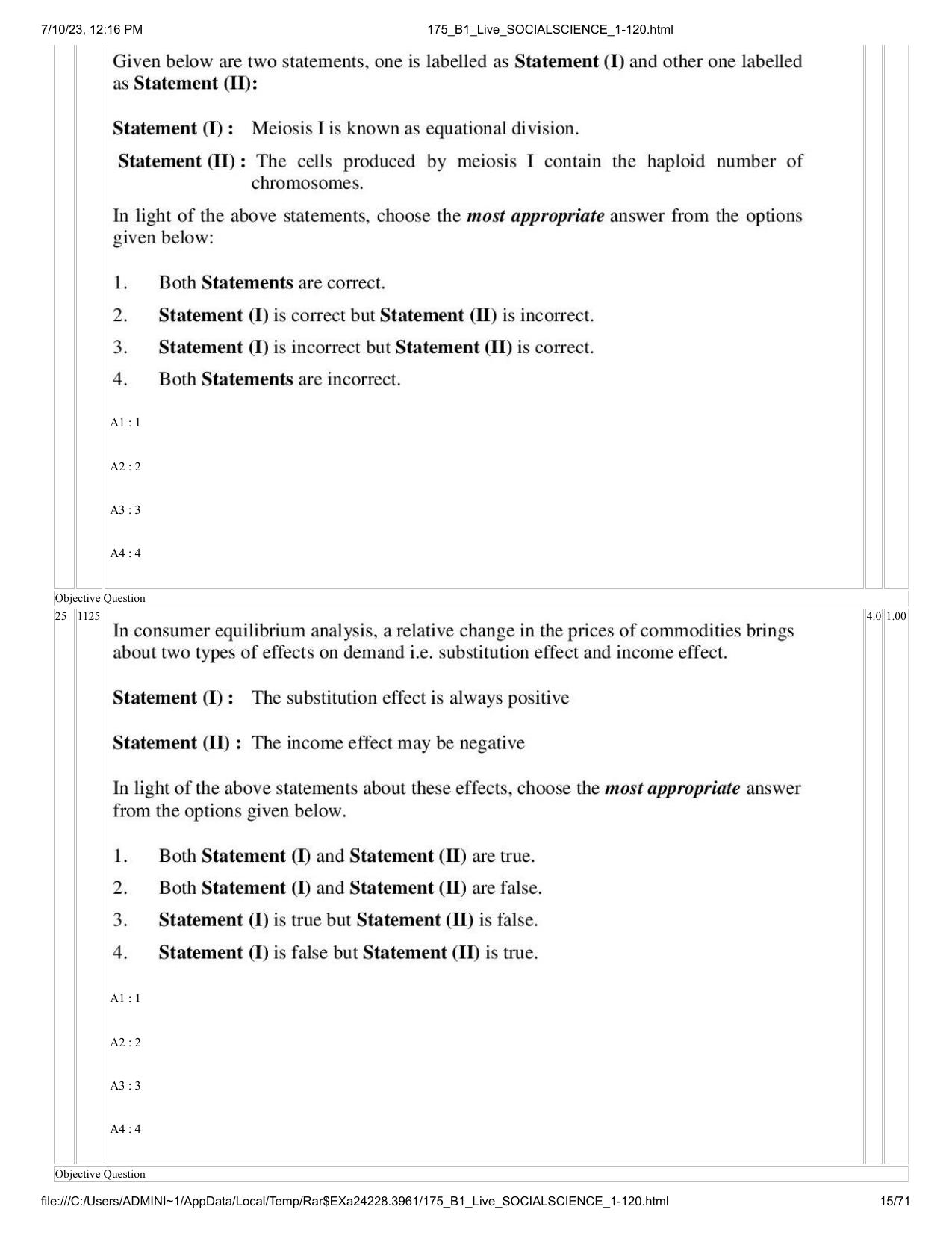 ICAR AIEEA PG 2023 SOCIAL SCIENCES Question Paper - Page 15