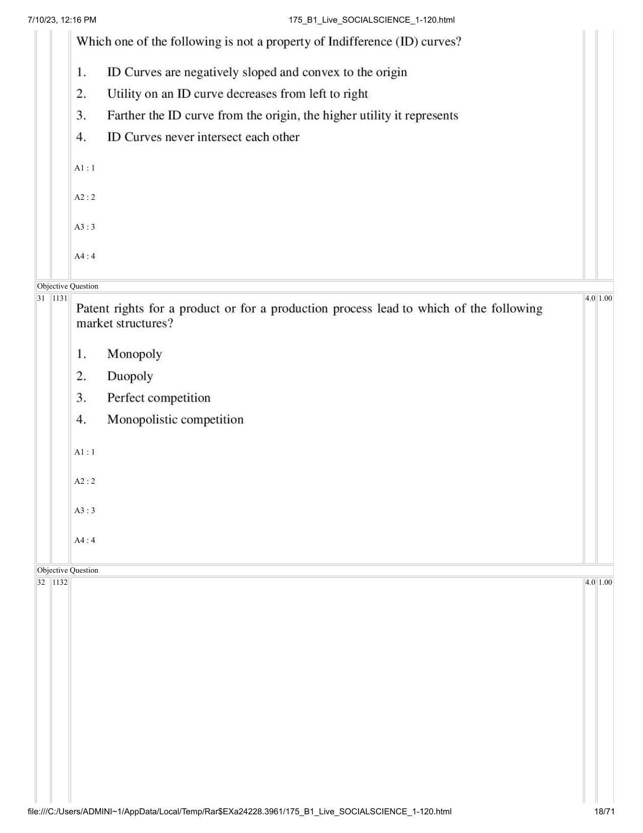 ICAR AIEEA PG 2023 SOCIAL SCIENCES Question Paper - Page 18