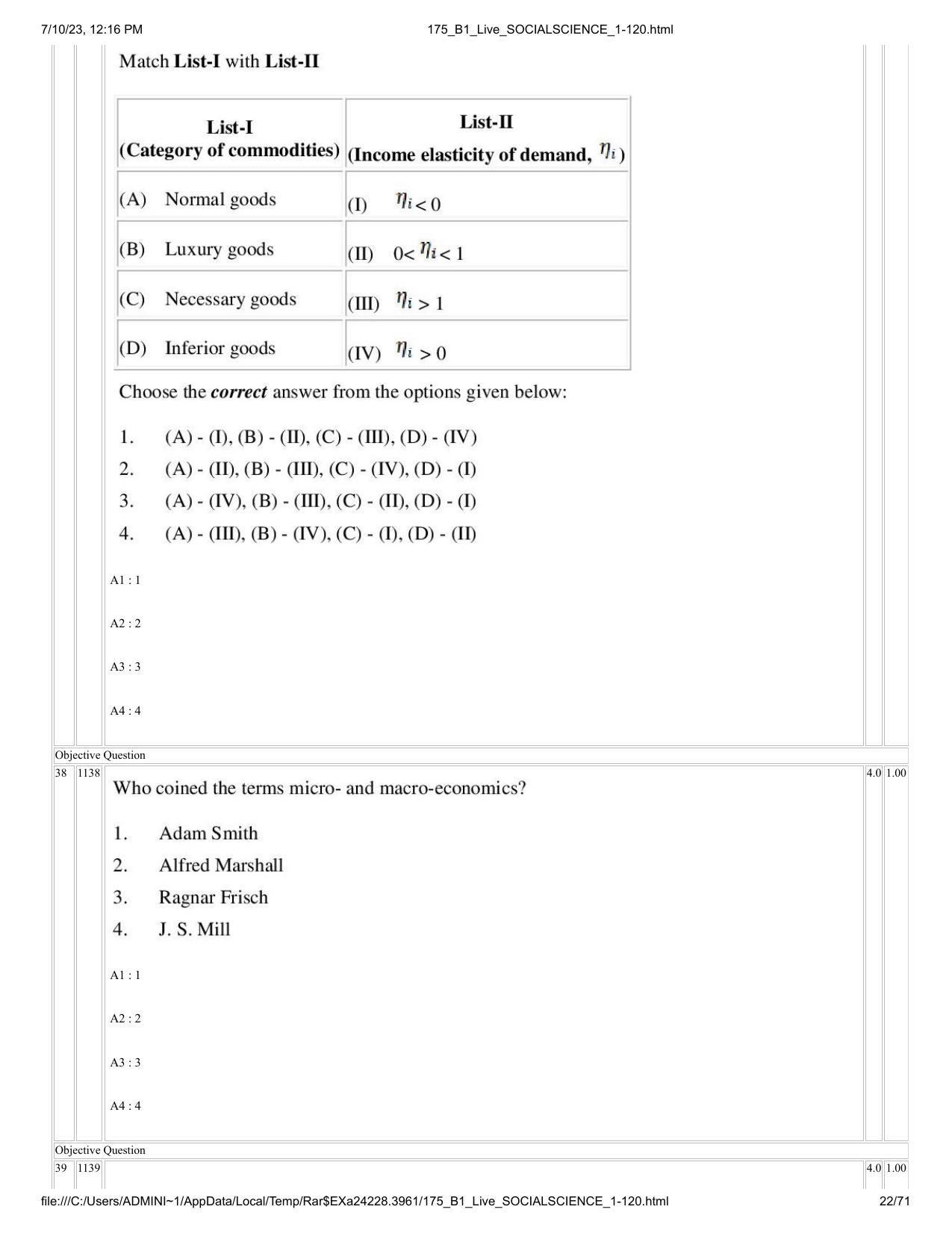 ICAR AIEEA PG 2023 SOCIAL SCIENCES Question Paper - Page 22