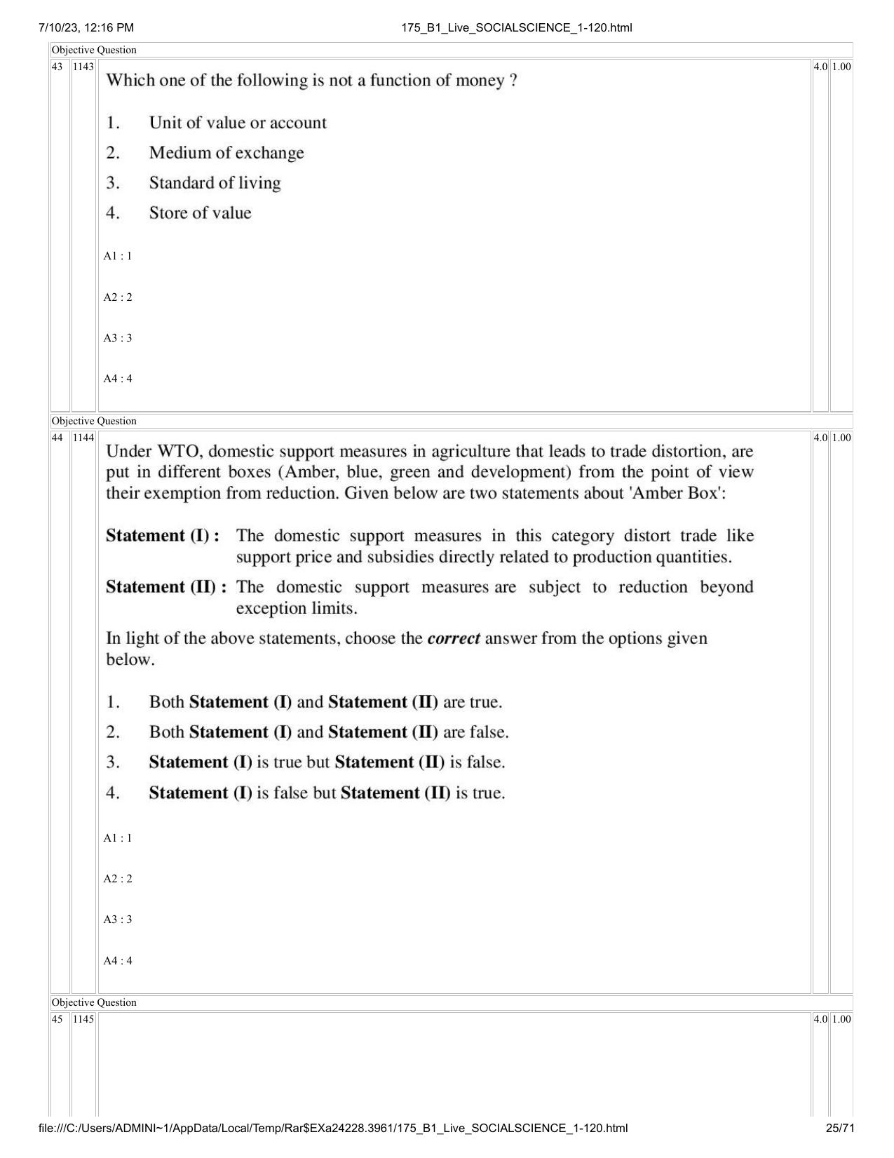 ICAR AIEEA PG 2023 SOCIAL SCIENCES Question Paper - Page 25