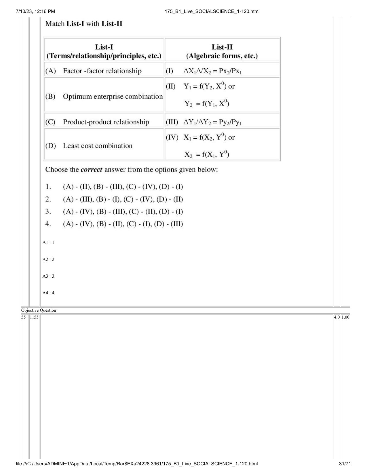 ICAR AIEEA PG 2023 SOCIAL SCIENCES Question Paper - Page 31