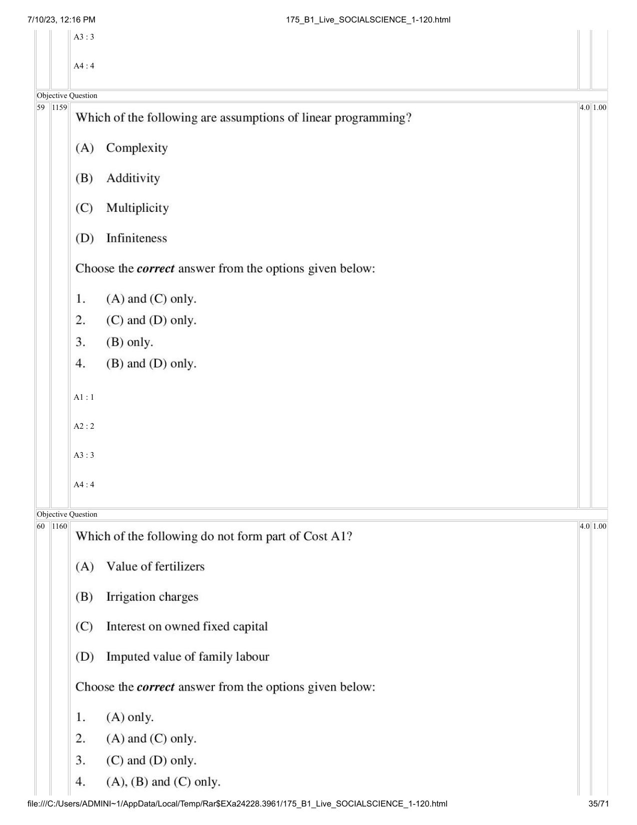 ICAR AIEEA PG 2023 SOCIAL SCIENCES Question Paper - Page 35