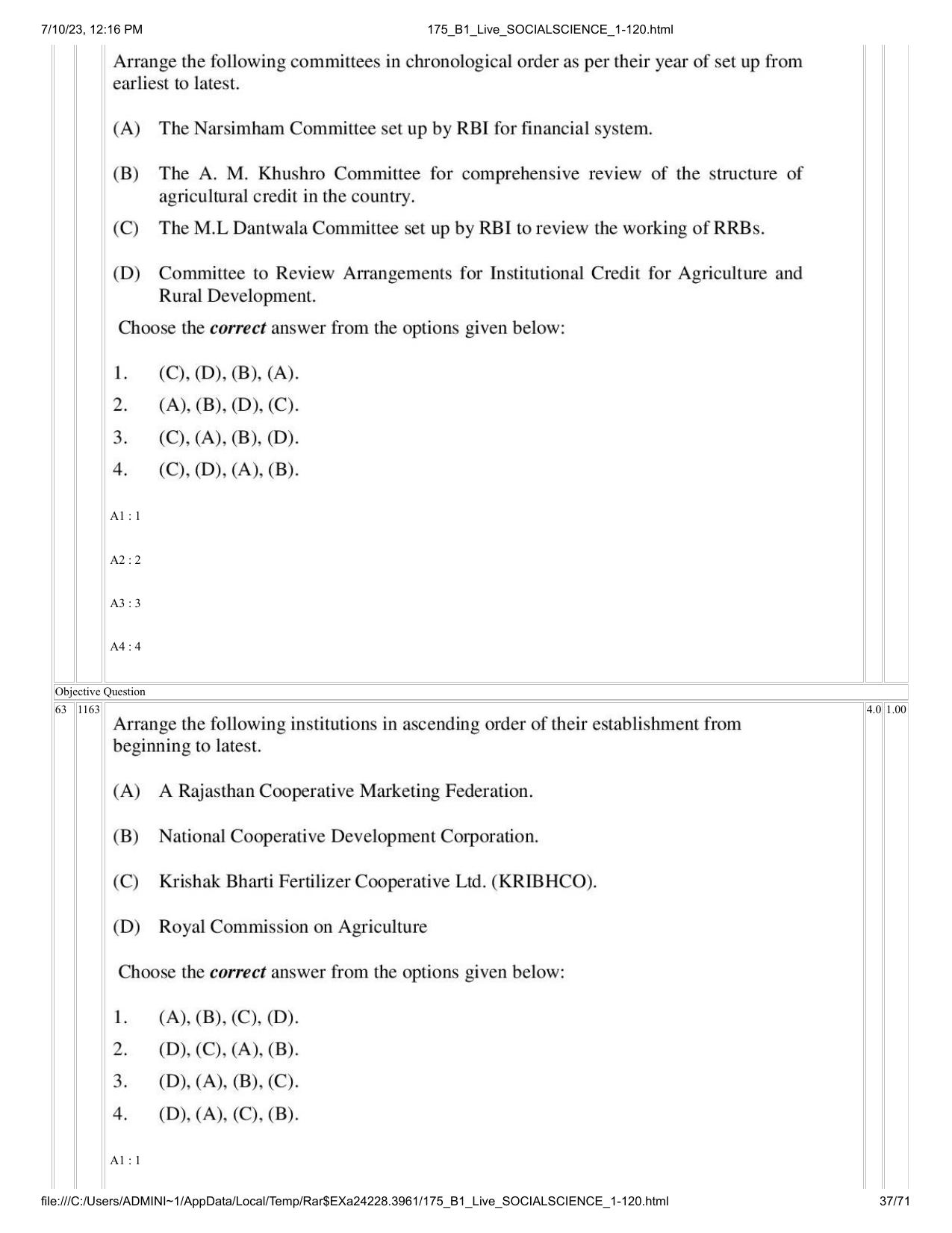 ICAR AIEEA PG 2023 SOCIAL SCIENCES Question Paper - Page 37