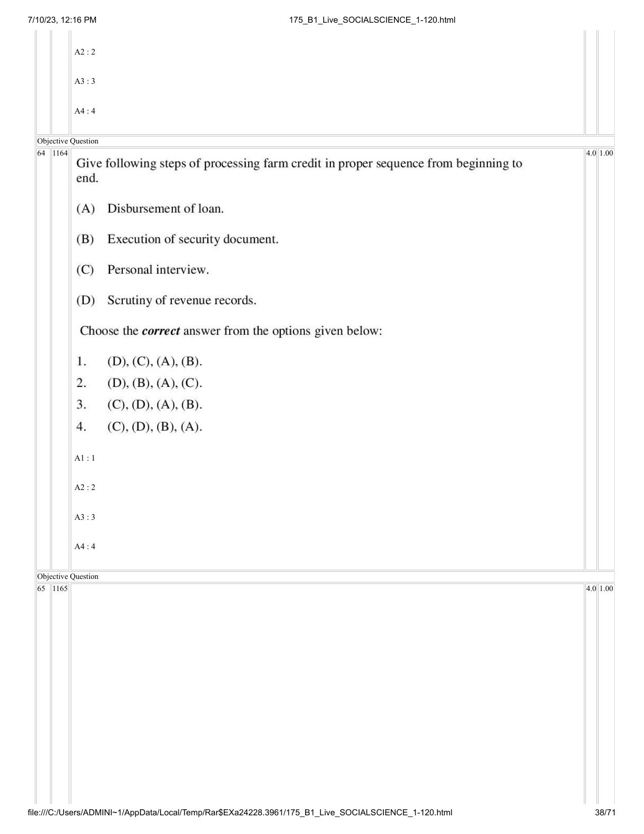 ICAR AIEEA PG 2023 SOCIAL SCIENCES Question Paper - Page 38