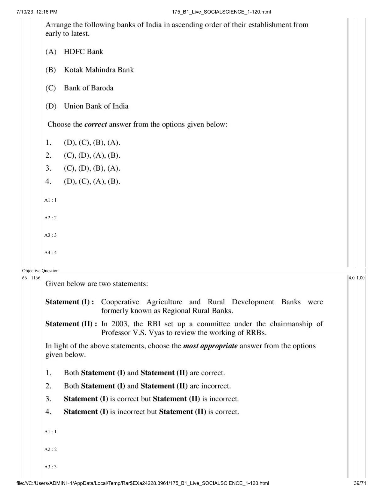ICAR AIEEA PG 2023 SOCIAL SCIENCES Question Paper - Page 39