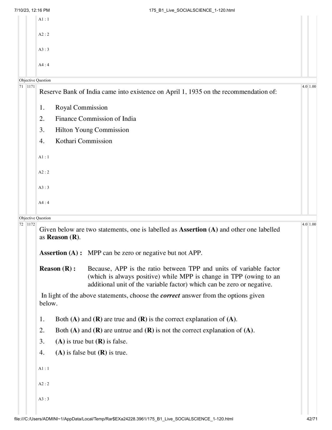 ICAR AIEEA PG 2023 SOCIAL SCIENCES Question Paper - Page 42