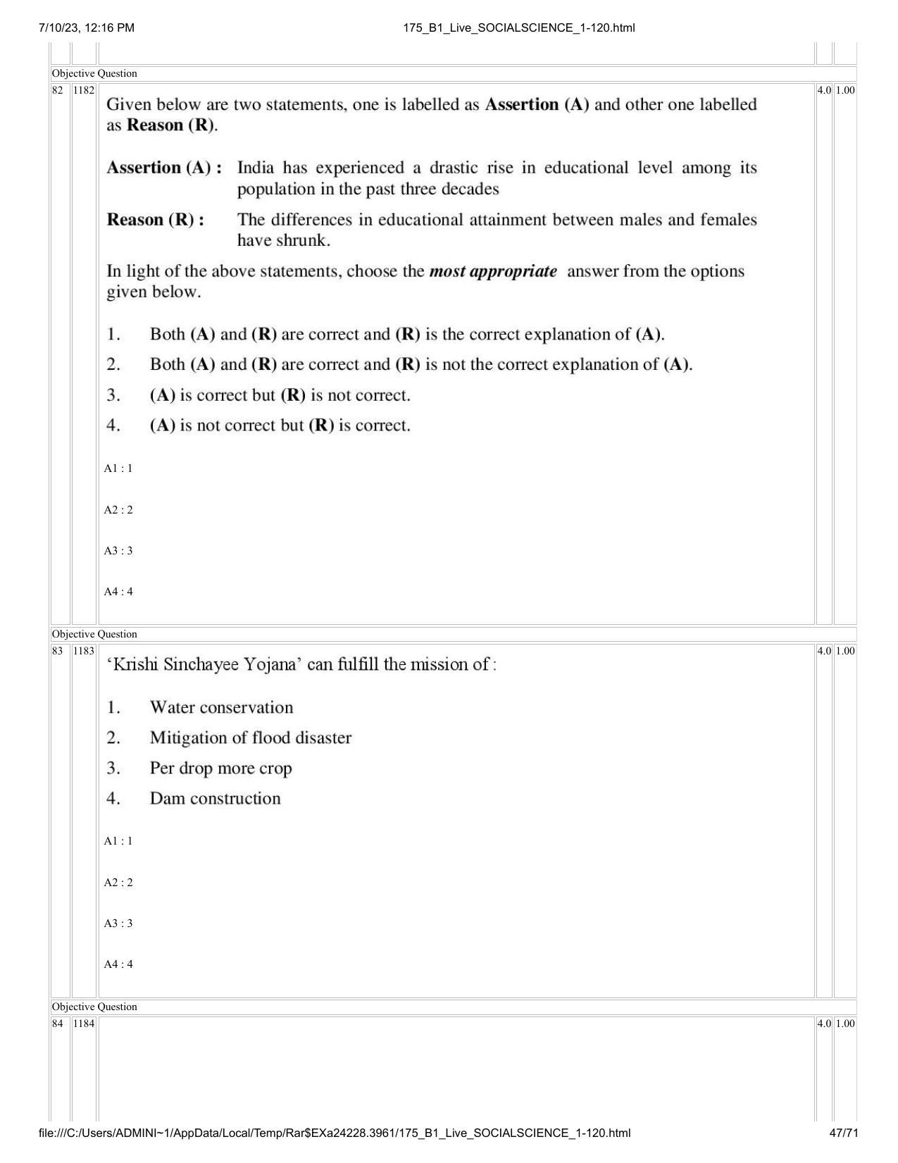ICAR AIEEA PG 2023 SOCIAL SCIENCES Question Paper - Page 47