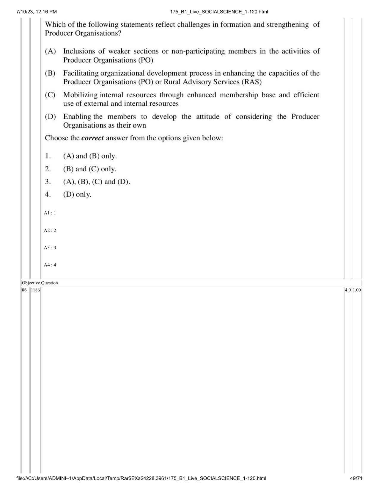 ICAR AIEEA PG 2023 SOCIAL SCIENCES Question Paper - Page 49