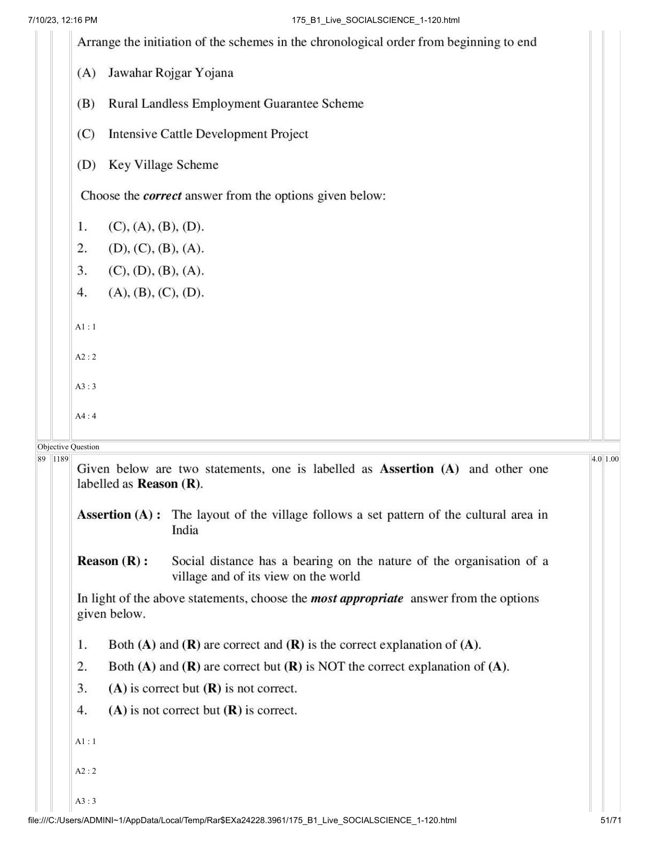 ICAR AIEEA PG 2023 SOCIAL SCIENCES Question Paper - Page 51
