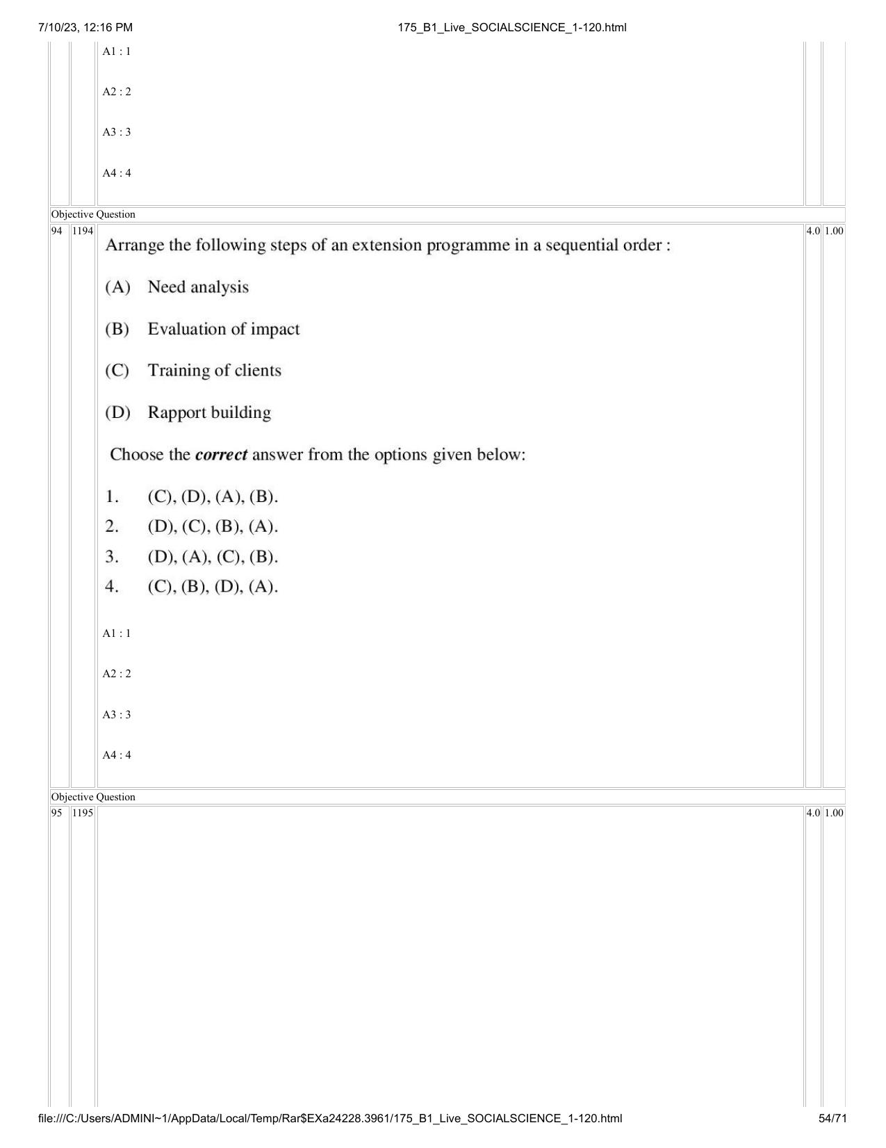 ICAR AIEEA PG 2023 SOCIAL SCIENCES Question Paper - Page 54