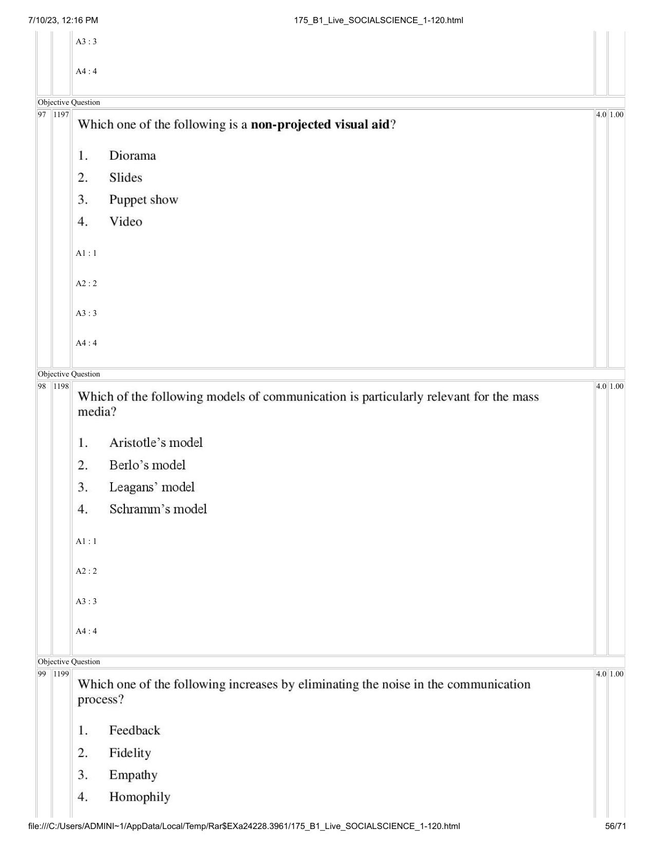 ICAR AIEEA PG 2023 SOCIAL SCIENCES Question Paper - Page 56
