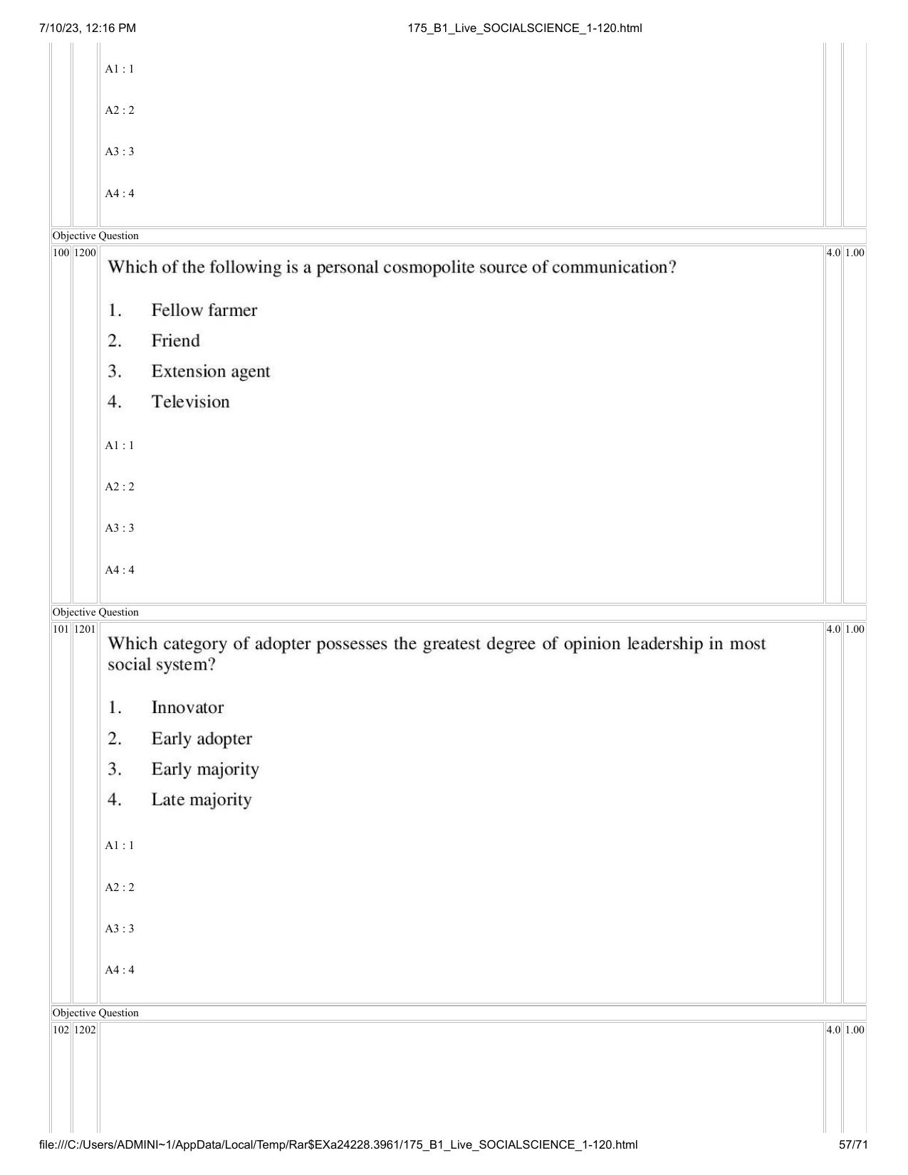 ICAR AIEEA PG 2023 SOCIAL SCIENCES Question Paper - Page 57