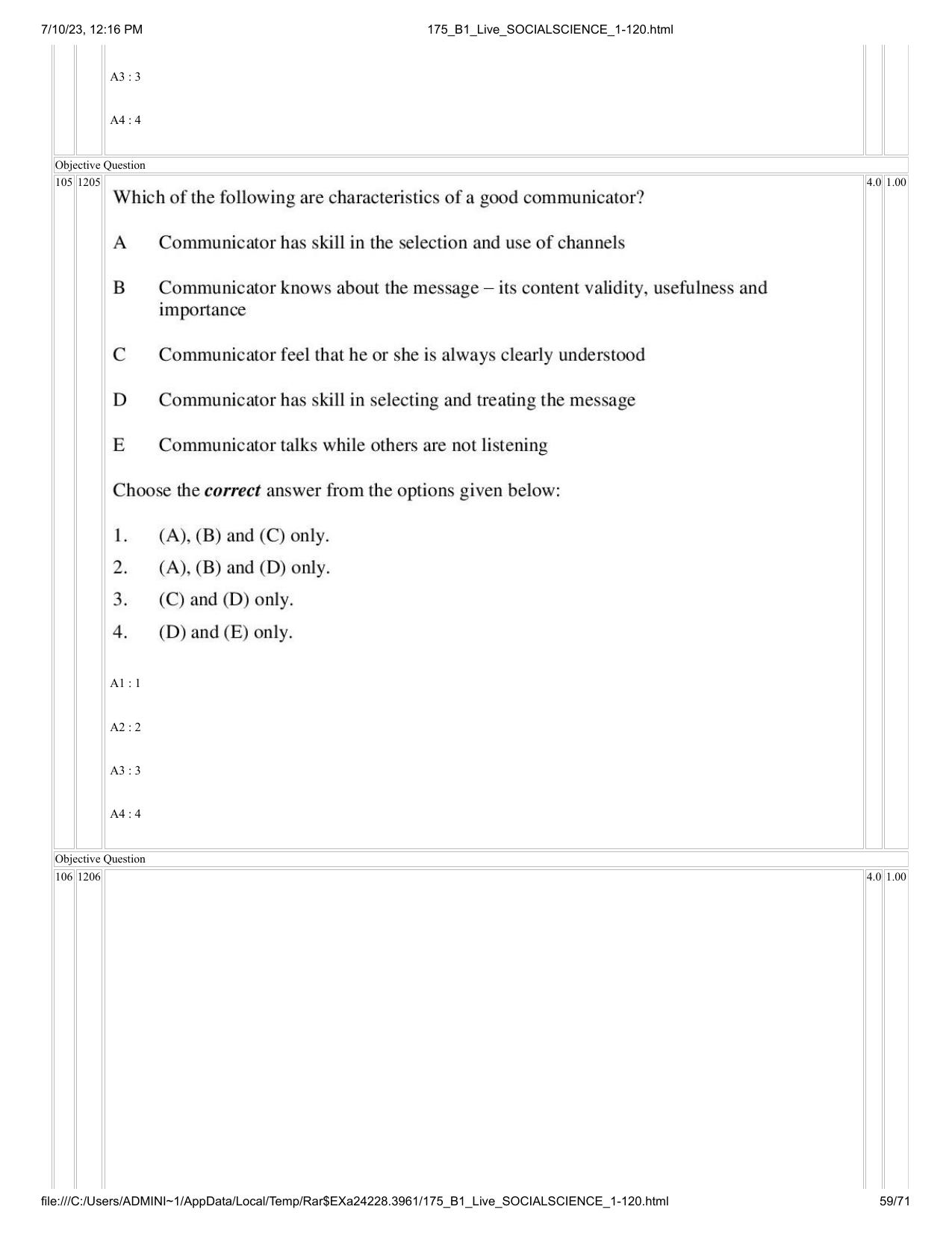 ICAR AIEEA PG 2023 SOCIAL SCIENCES Question Paper - Page 59