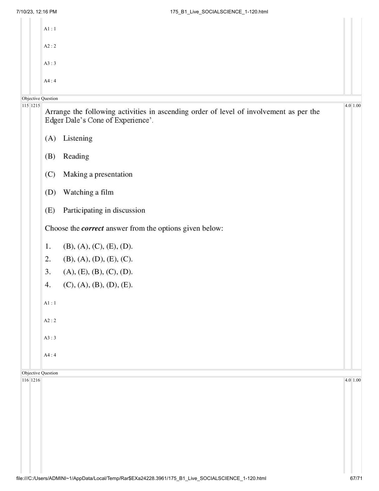 ICAR AIEEA PG 2023 SOCIAL SCIENCES Question Paper - Page 67
