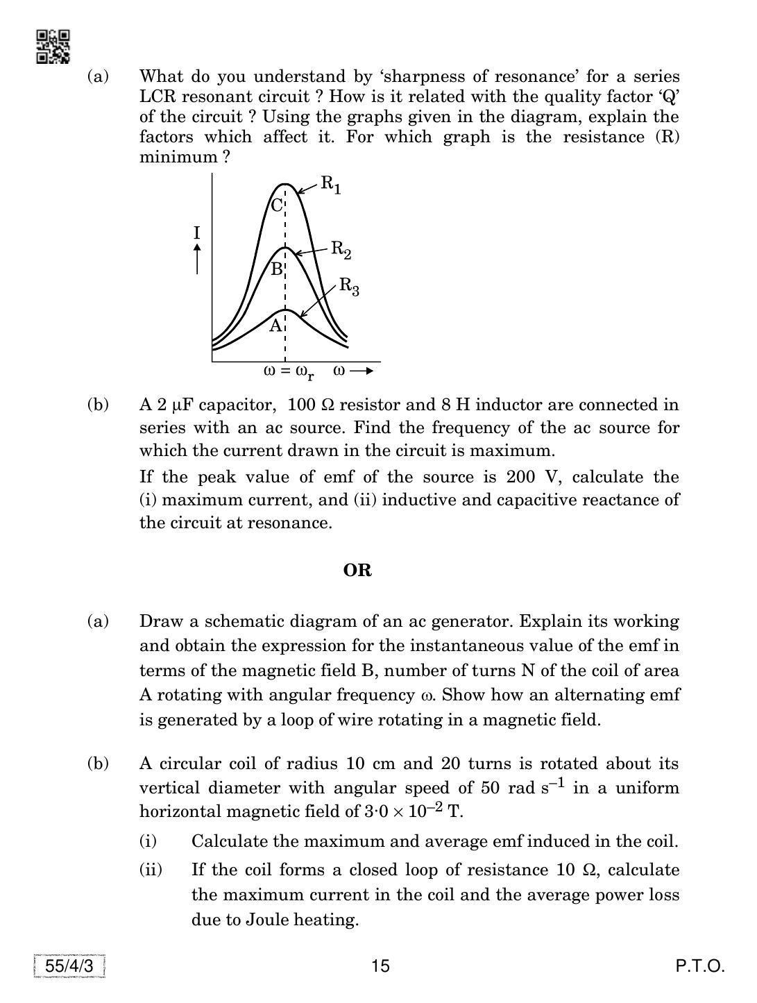 CBSE Class 12 55-4-3 Physics 2019 Question Paper - Page 15