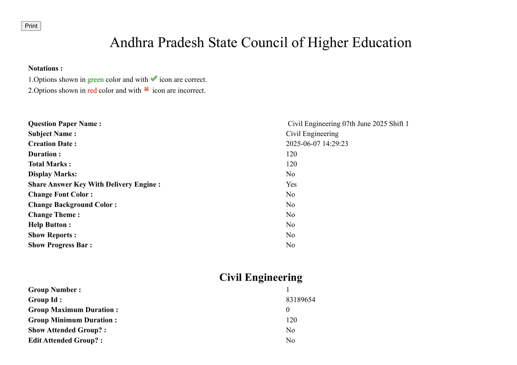 AP PGCET 2025 Civil Engineering Paper with Answer Key - Page 1