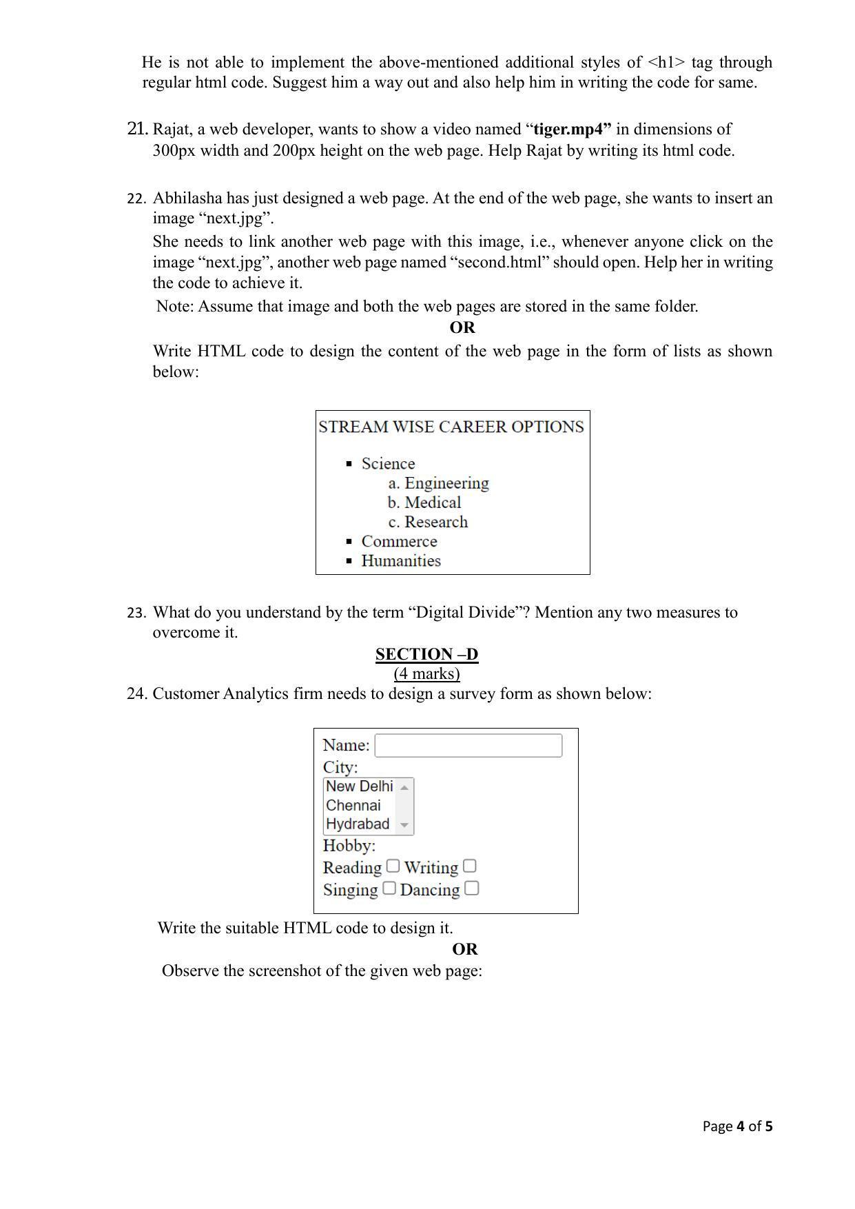 CBSE Class 10 Computer Application Sample Paper 2024 - Page 4