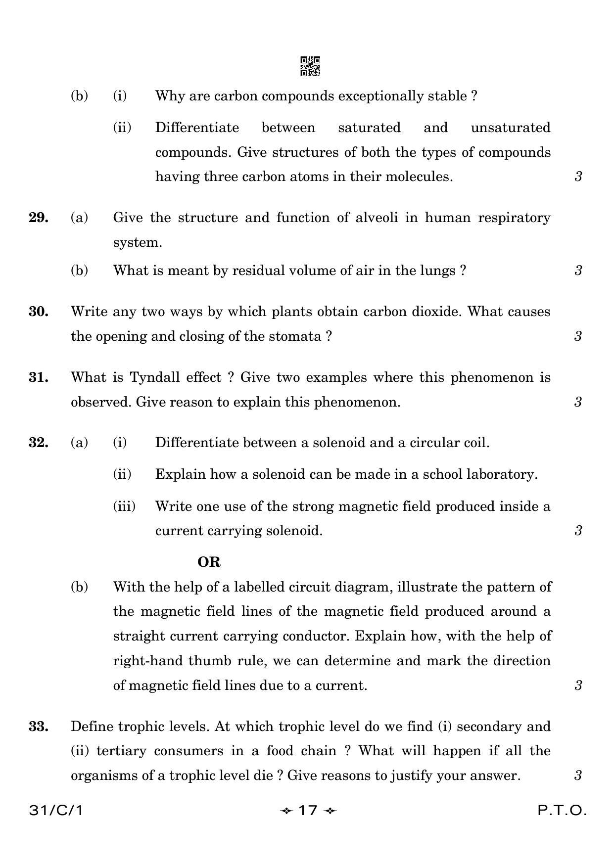 CBSE Class 10 31-1 Science 2023 (Compartment) Question Paper - Page 17