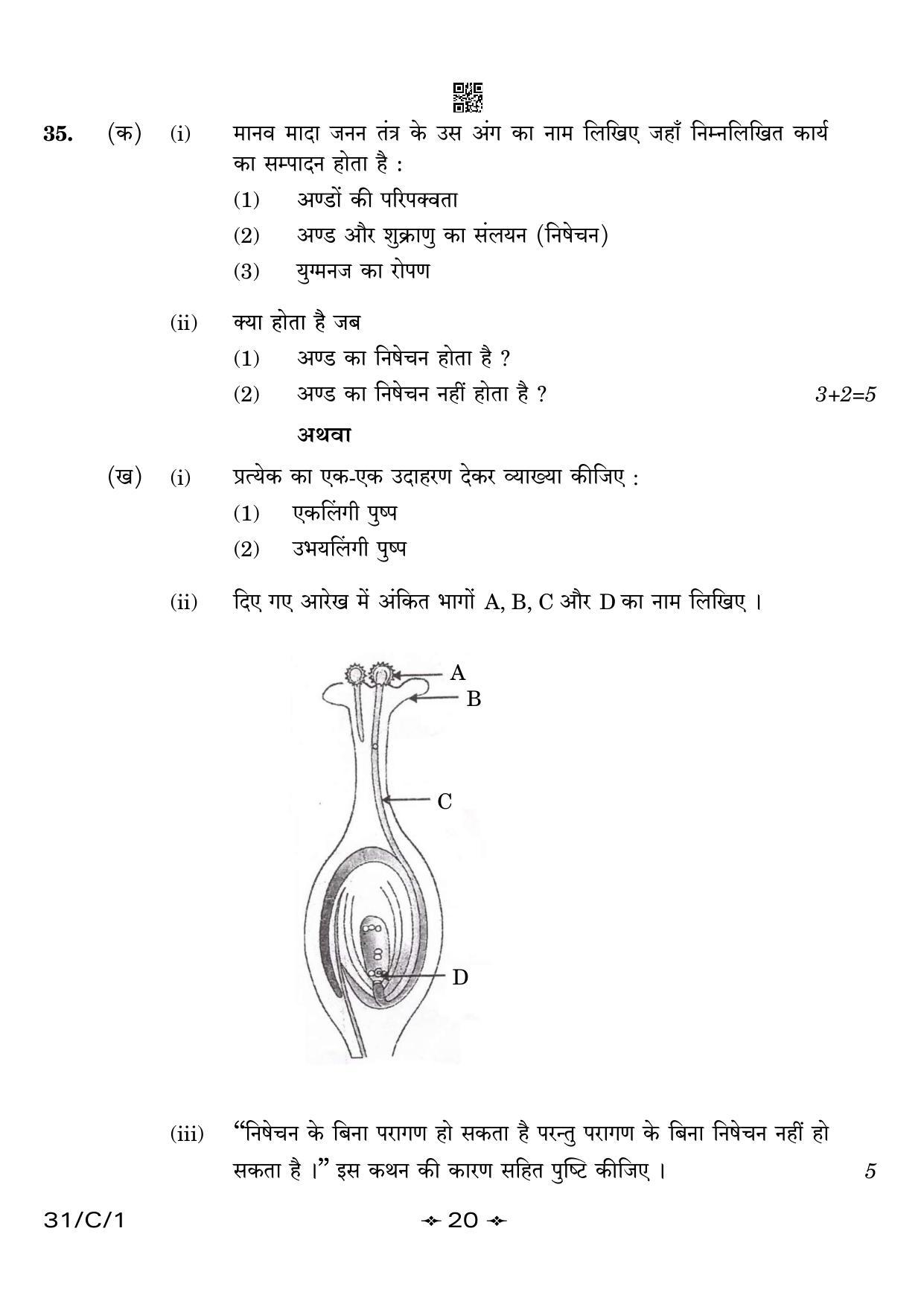 CBSE Class 10 31-1 Science 2023 (Compartment) Question Paper - Page 20