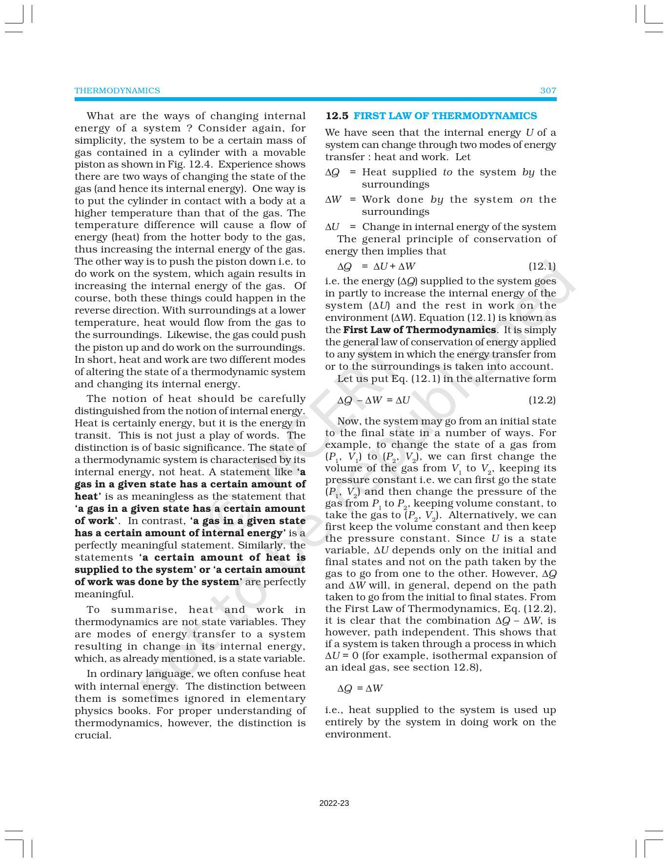 NCERT Book for Class 11 Physics Chapter 12 Thermodynamics - Page 5