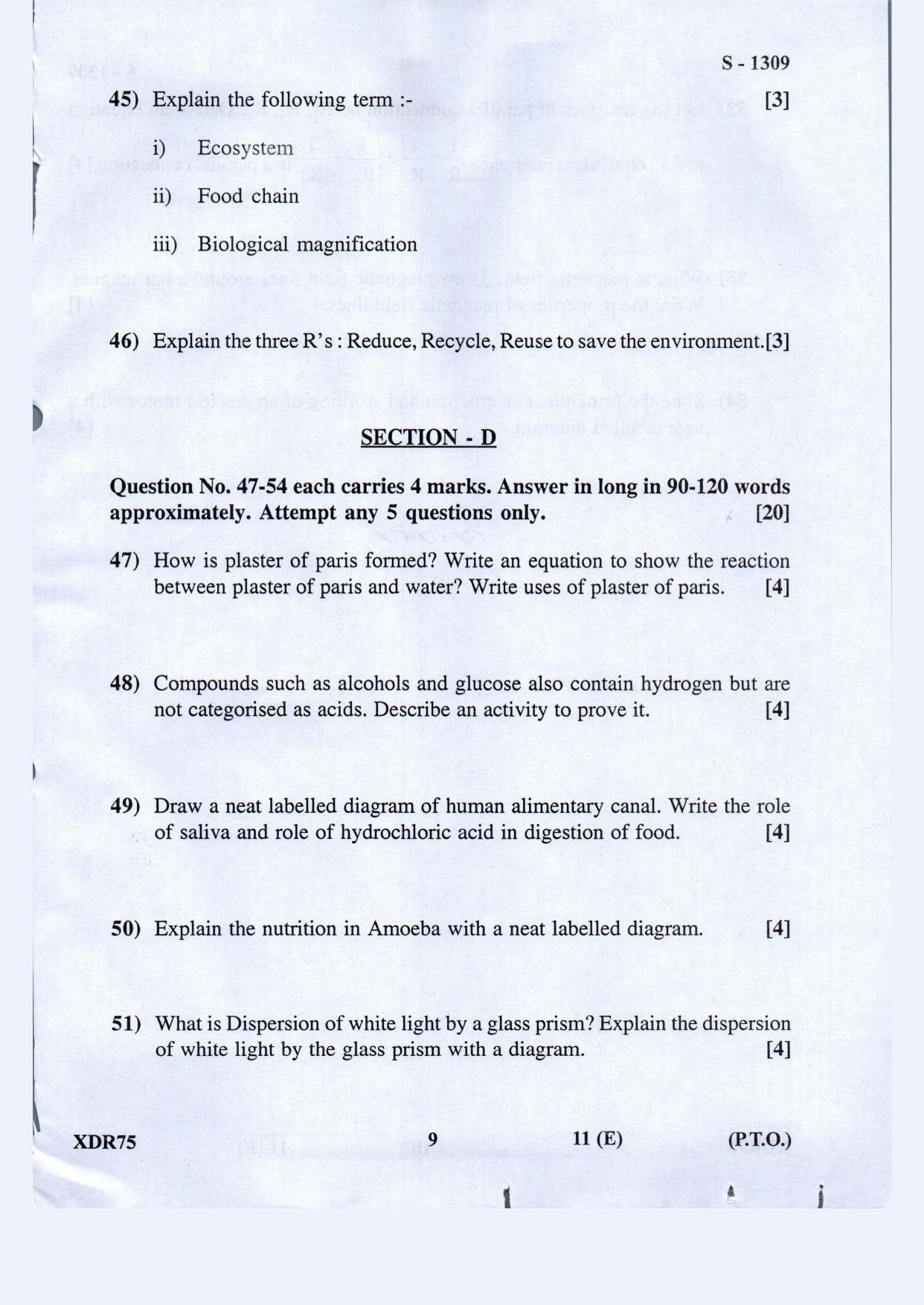 Gujarat Board Class 10th Science Eng.Med March-April 2022 Question Paper - Page 9