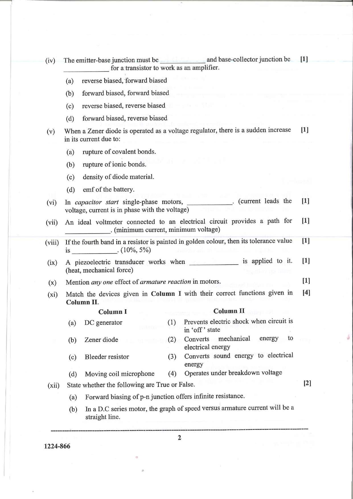 ISC Class 12 Electricity & Electronics 2024 Question Paper - Page 2