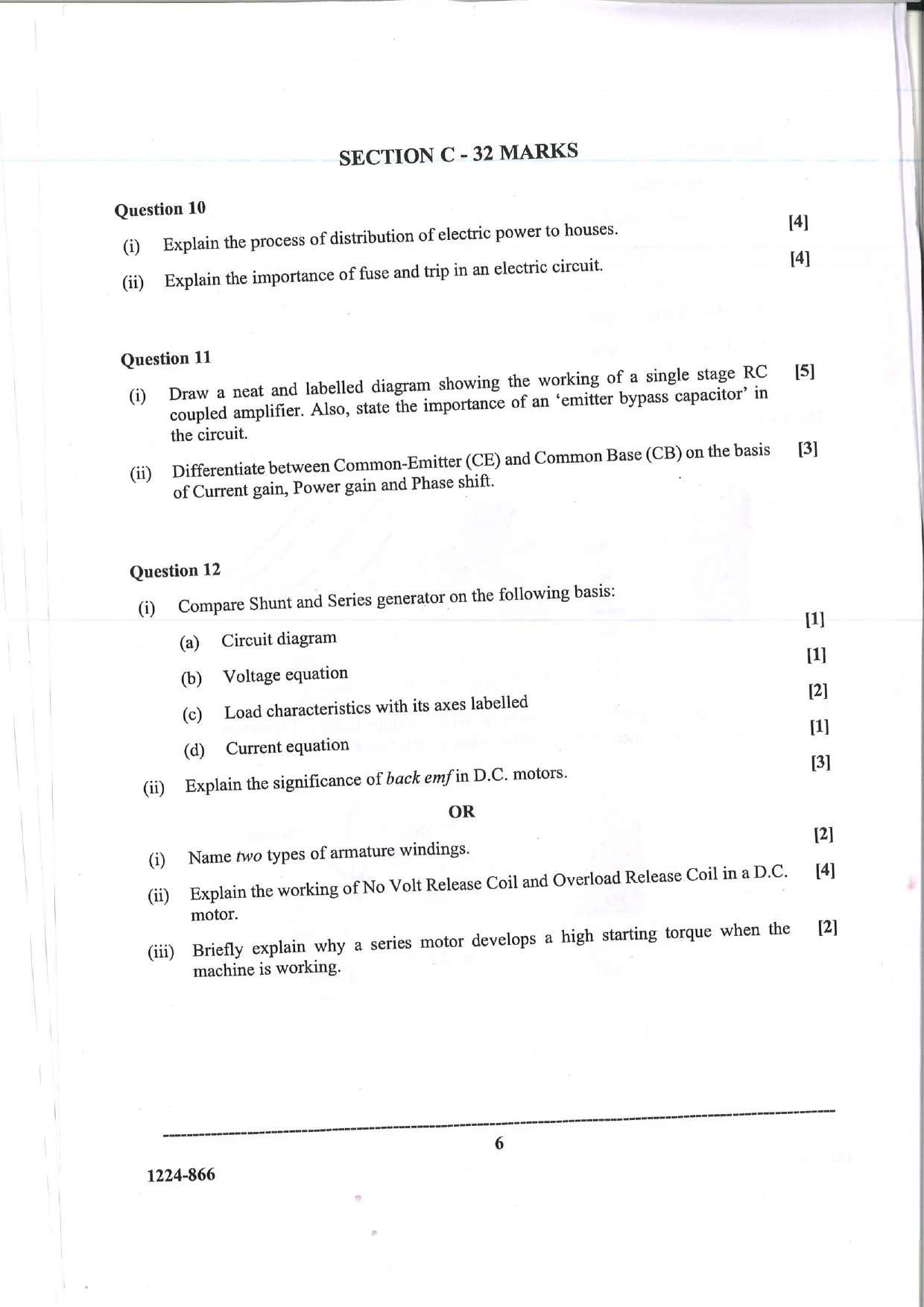 ISC Class 12 Electricity & Electronics 2024 Question Paper - Page 6