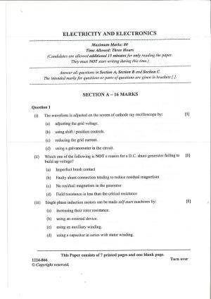 ISC Class 12 Electricity & Electronics 2024 Question Paper