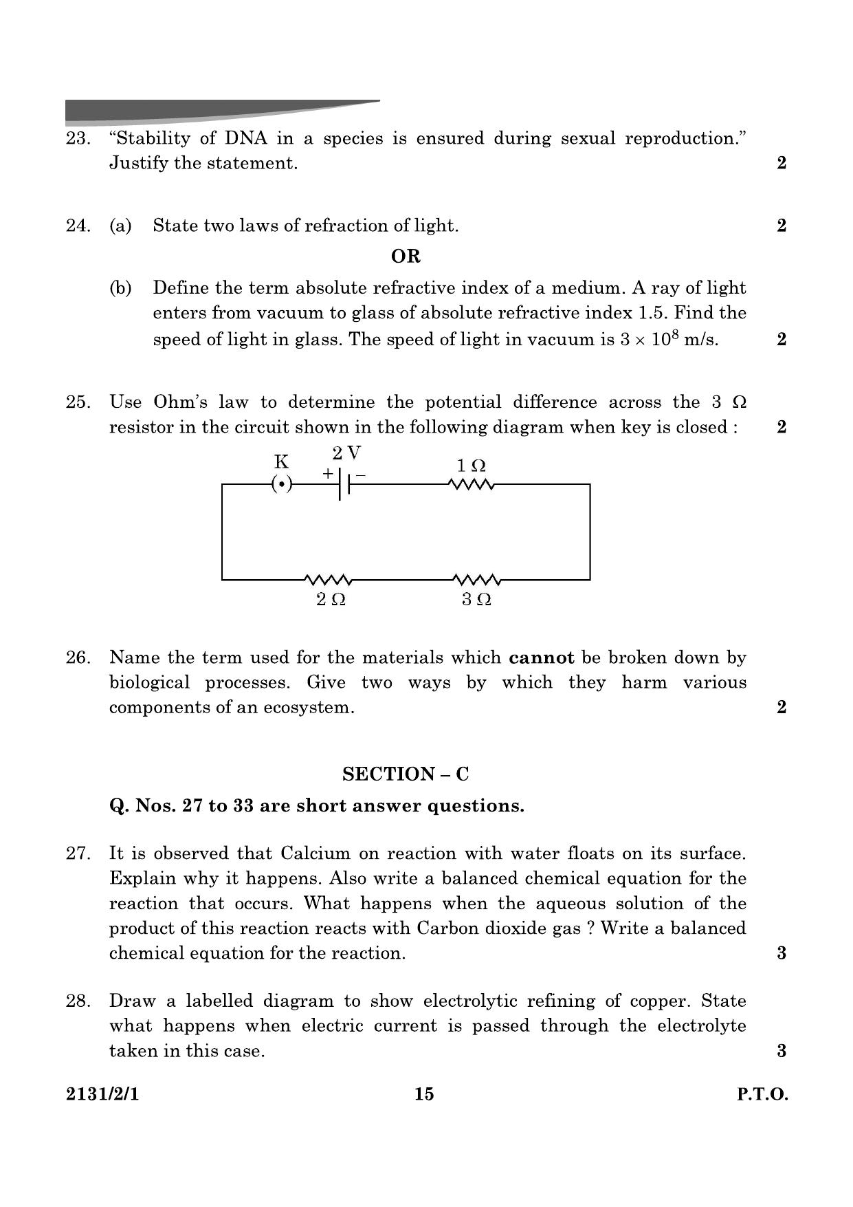 CBSE Class 10 31-2-1 Science 2024 Question Paper - Page 15