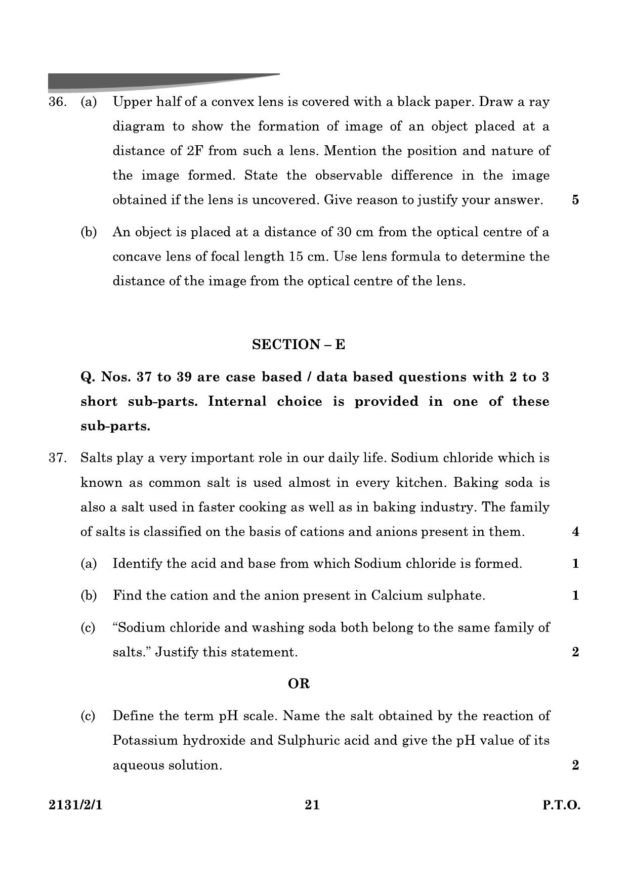 CBSE Class 10 31-2-1 Science 2024 Question Paper - Page 21