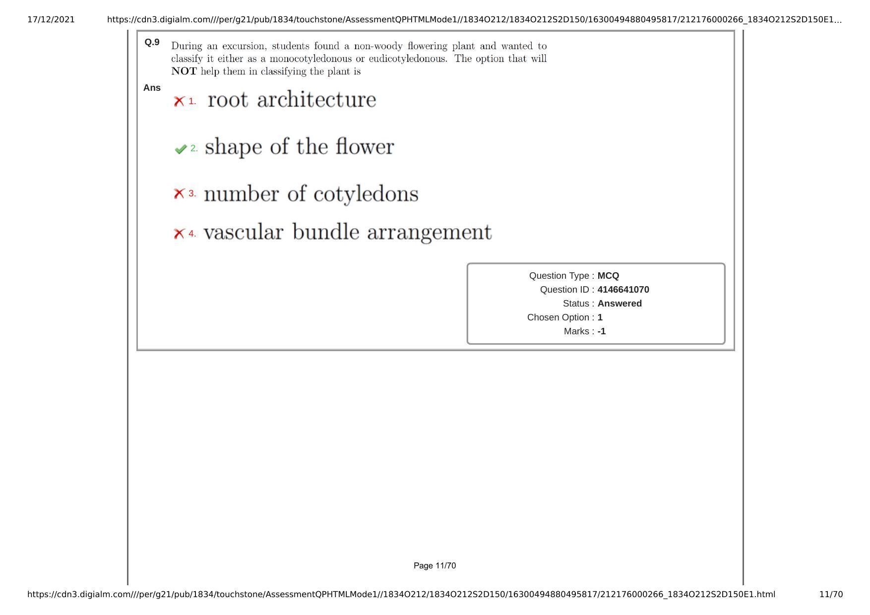 NEST Session II 2021 Question Paper - Page 11